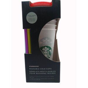 Starbucks 2021 Summer Color Changing Confetti 24 oz Venti Cold Cups Tumblers New